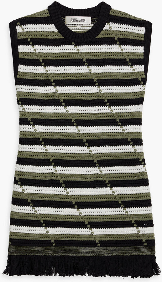 Cassie striped pointelle-knit cotton vest