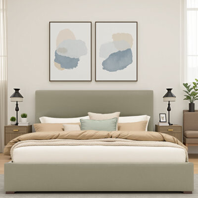 Latitude Run Moyra Vegan Leather Wingback Bed