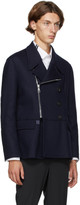 Thumbnail for your product : Neil Barrett Navy Leather Elbow Patch Jacket
