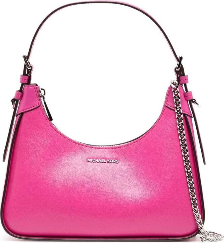 Moynat Fuchsia Shiny Alligator Calfksin Réjane PM Silver Hardware, 2020-2021, Pink Womens Handbag
