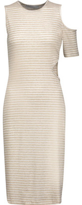Kain Label Mara Asymmetric Cutout Ribbed Striped Stretch-Knit Dress