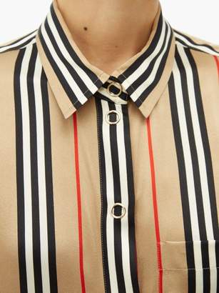 Burberry Icon-stripe Silk Shirt - Womens - Beige Multi
