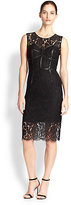 Thumbnail for your product : Milly Leather-Trimmed Lace Bodice Dress