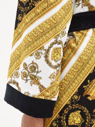 Versace Baroque-print Cotton Terrycloth Robe - White Gold