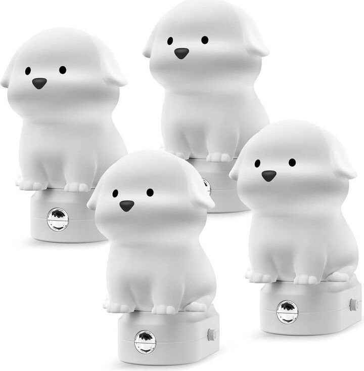 YANSUN Plug-in Puppy Night Light for Kids, RGB + 3000K, Dusk to Dawn Sensor, Cute Dog Design for Bedroom, Nursery, Gift(4-Pack)