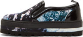 Thumbnail for your product : MSGM Black Canvas & Leather Marble Slip-On Sneakers