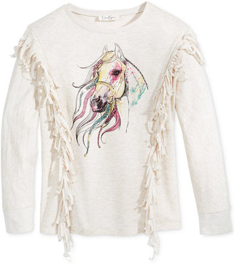 Jessica Simpson Horse Graphic Fringed Sweater, Big Girls (7-16)