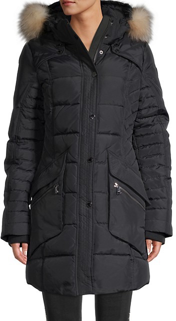 down coat with fox fur hood