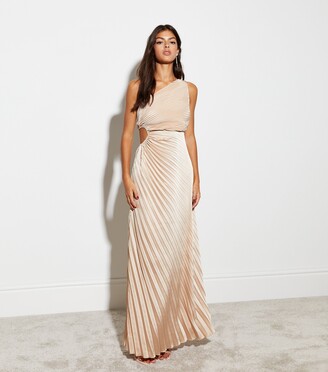 Cameo Rose Gold Pleated One Shoulder Maxi Dress - ShopStyle