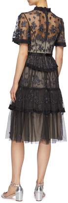 Needle & Thread 'Fortuny' floral embroidered tiered tulle dress