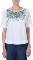 Thumbnail for your product : Stefanel Poplin Top With Beaded Embroidery