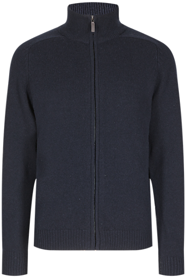 Marks and Spencer M&s Collection Pure Lambswool Zip Through Cardigan ...