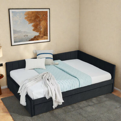 Upholstered Daybed With Trundle And Comfortable Backrest