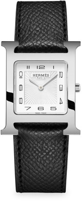 Hermes Heure H 26MM Stainless Steel & Leather Strap Watch