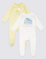 Thumbnail for your product : Marks and Spencer 2 Pack Pure Cotton Sleepsuits
