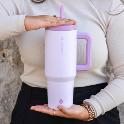 Grosche ASPEN 40oz Tumbler with Handle and Straw, Insulated Tumbler