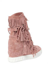 Thumbnail for your product : Casadei 80mm Fringed Suede Wedge Boots