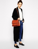 Thumbnail for your product : ASOS Satchel Bag with Scallop Bar Detail and Punchout