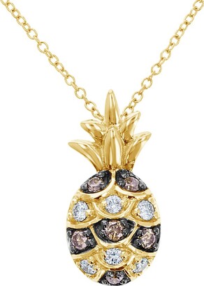 LeVian 14K Honey Gold™,Chocolate Diamonds® &Vanilla Diamonds® Pineapple Pendant Necklace