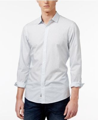 Michael Kors Men's Samson Slim-Fit Dash-Pattern Cotton Shirt