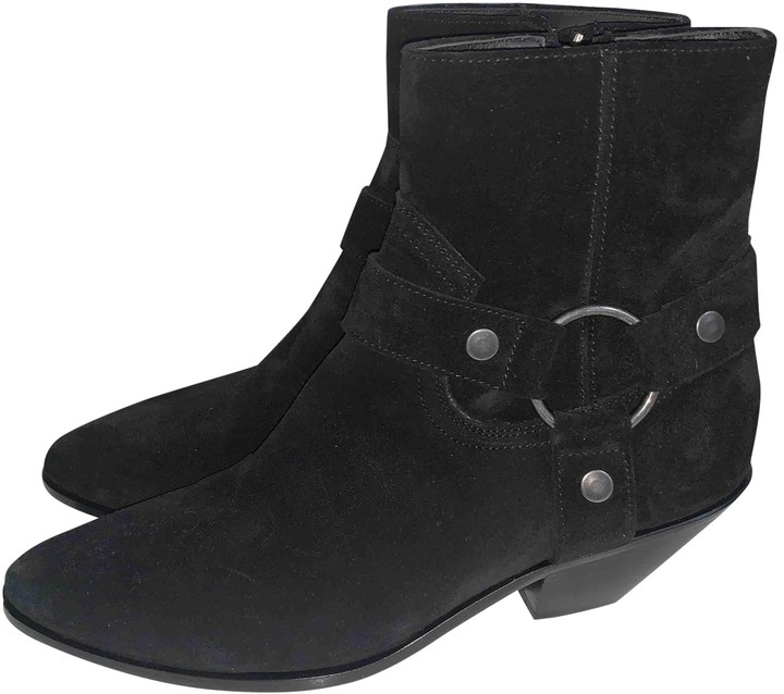 saint laurent black suede ankle boots