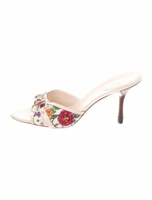 gucci white floral slides