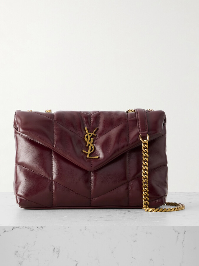 Saint Laurent Puffer Toy Mini Quilted Leather Shoulder Bag - Burgundy