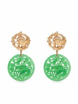Saamarth Impex Green Jade & Smoky Quartz 925 Silver Plated Dangle Earring PG-132510 