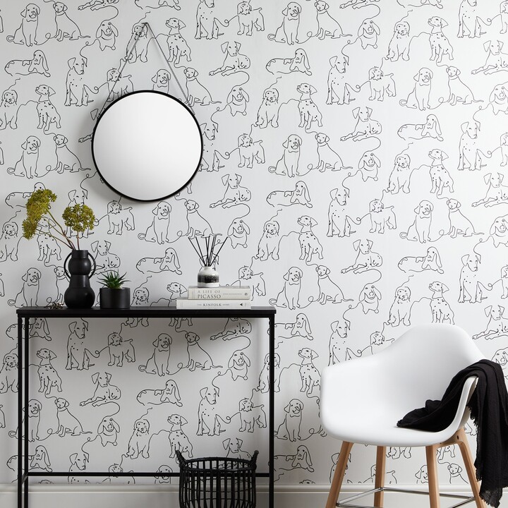 Dunelm Linear Dogs White Wallpaper White ShopStyle
