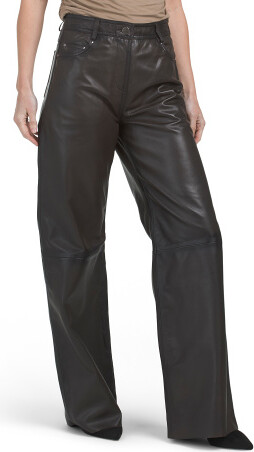TJMAXX Leather Wide Leg Pants For Women, Polyester/Leather