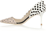 Thumbnail for your product : J.Crew + Sophia Webster cutout leather and printed twill pumps