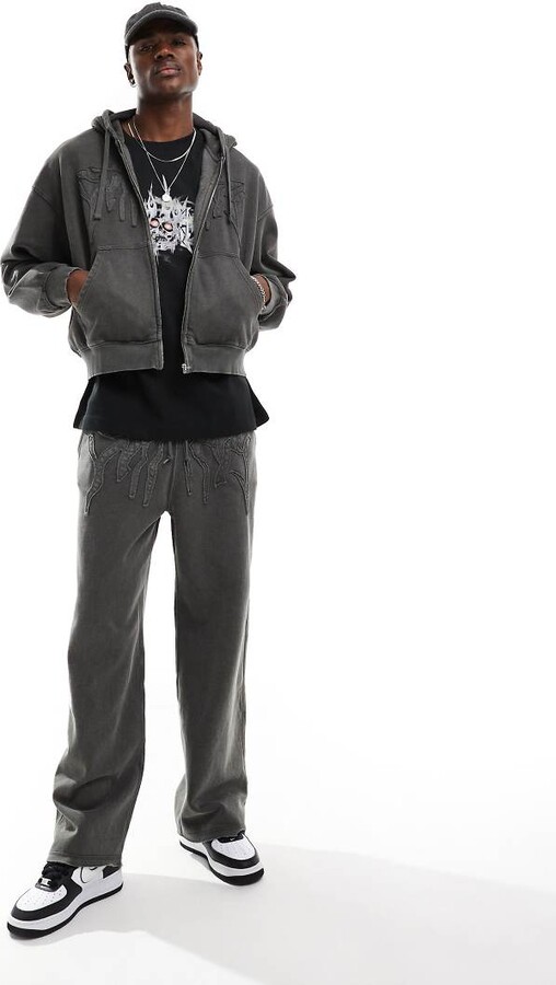 Weekday Astro co-ord low waist joggers with destiny embroidery in