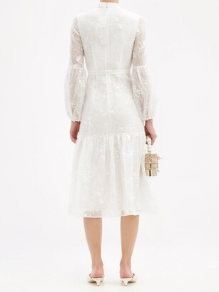 Erdem Sandra Floral-embroidered Lace Midi Dress - White