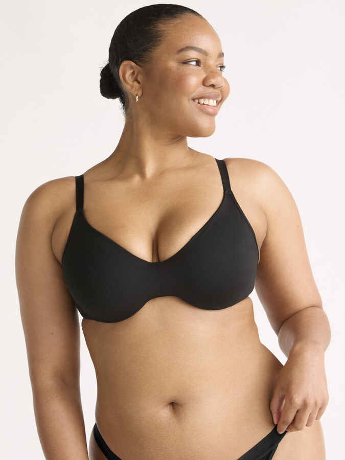 Joyspun Women’s Lightly Lined Cotton Blend Comfort Scoop Bra, Sizes XS-XXXL