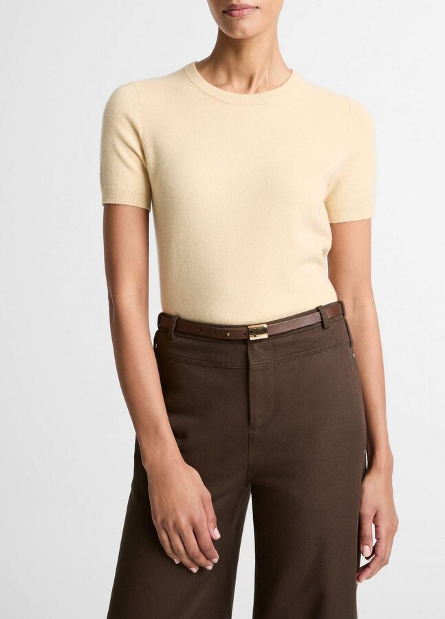 Vince Wool & Cashmere-Blend Short-Sleeve Sweater