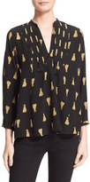 Thumbnail for your product : Sea Women's Animal Print Pintuck Pleat Silk Top