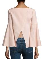 Thumbnail for your product : Alice + Olivia Shirley Crossback Cotton Bell Sleeves Crop Tunic