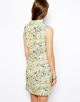 Thumbnail for your product : Liquorish Bird Print Ruched Dress