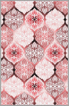 Beaudette Damask Machine Woven Polyester Area Rug in Pink/Red