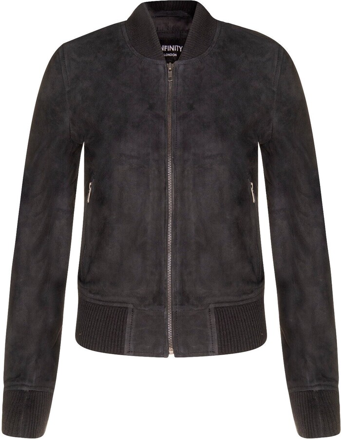 Infinity Leather Womens Classic MA-1 Suede Bomber Jacket-Newbury