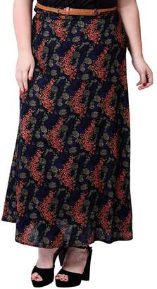 Izabel London Curve - Navy Printed Maxi Skirt