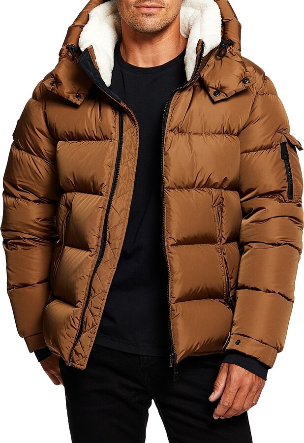 Men's Frontier Shearling-Trimmed Down Jacket Walnut White