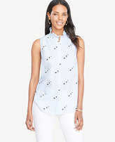 Thumbnail for your product : Ann Taylor Floral Poplin Ruffle Neck Shell