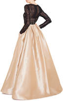Thumbnail for your product : Mac Duggal Jewel-Neck Long-Sleeve Lace Illusion Bodice Ball Gown w/ Pockets