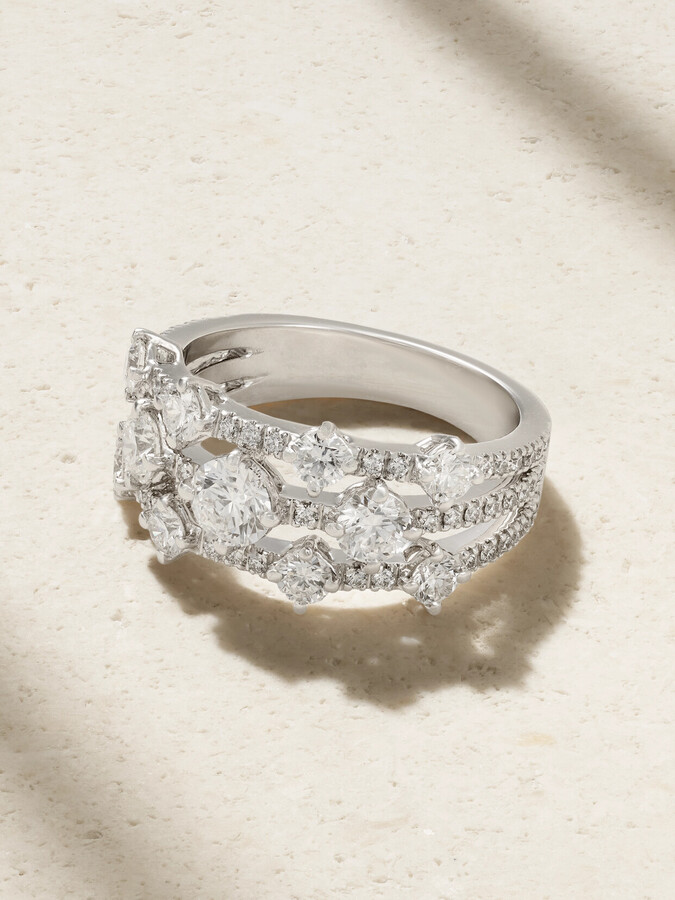 De Beers Arpeggia 18-karat White Gold Diamond Ring - 54