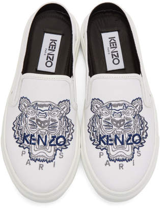 Kenzo White Tiger K-Skate Slip-On Sneakers