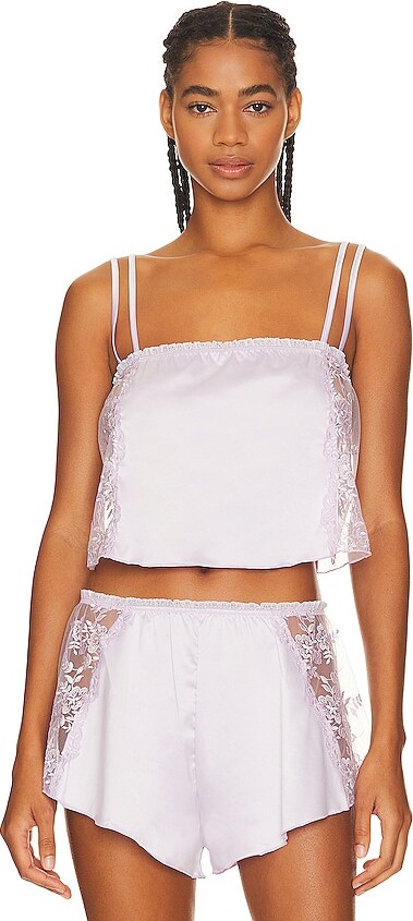 Women's Stretch Lace Booty Shorts and Camisole Set with Bows