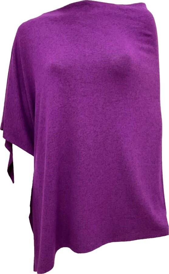 french kyss Solid Asymmetrical Poncho In Violet