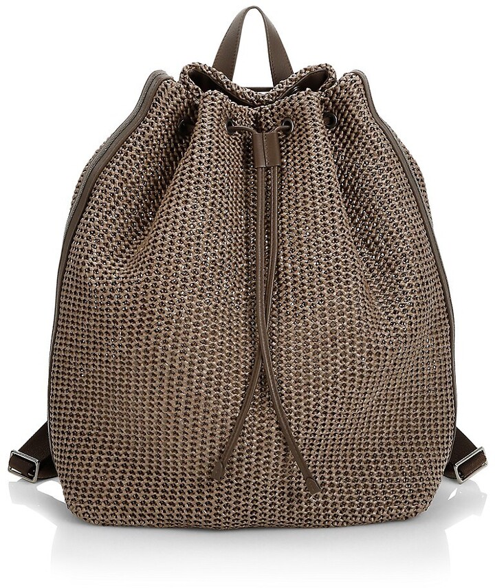 Brunello Cucinelli Raffia & Leather Backpack - ShopStyle