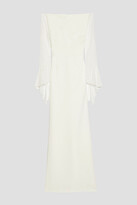 Thumbnail for your product : Roland Mouret Hafren lace-paneled pintucked crepe gown